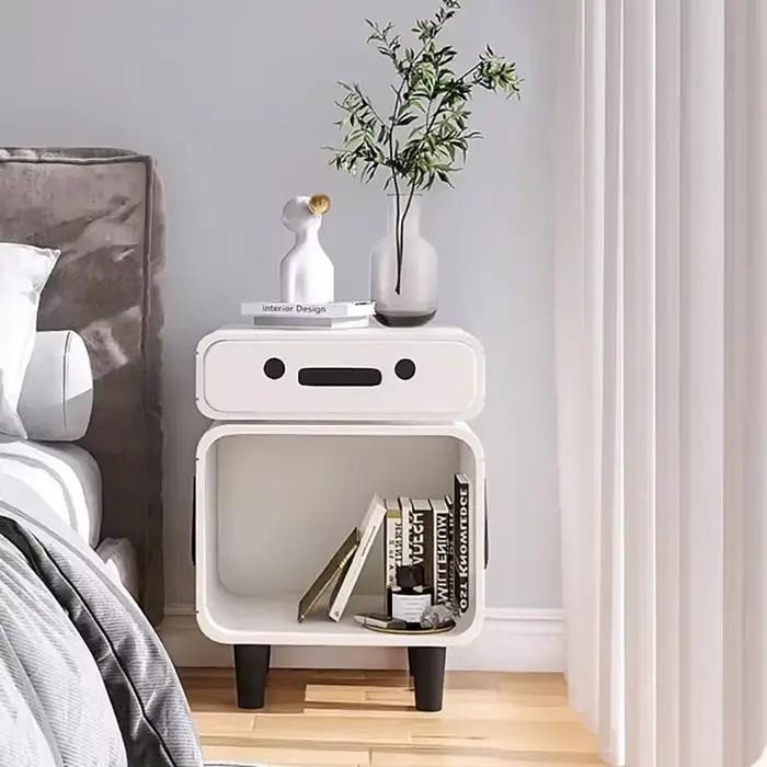 Table de nuit tendance en blanc ou rouge pour chambre à coucher minimaliste et kawaii avec rangement de luxe et design moderne pour femmes et hommes occasions spéciales-decoration-chambre-moderne-luxe-minimalisme-kawaii