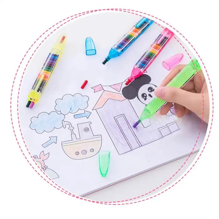 Crayons de peinture 20 couleurs, outils de dessin portables, parfaits pour l'école, le dessin artistique, les projets créatifs, stylos arc-en-ciel, bricolage pour enfants