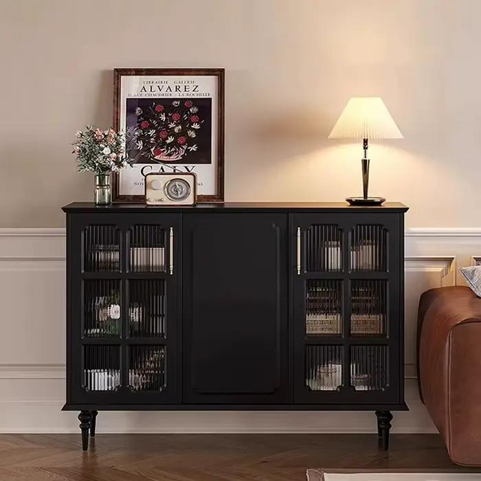 Armoires de salon Vintage à la mode avec porte en verre, armoires de salon au Design élégant du milieu du siècle, Meuble rustique et fin