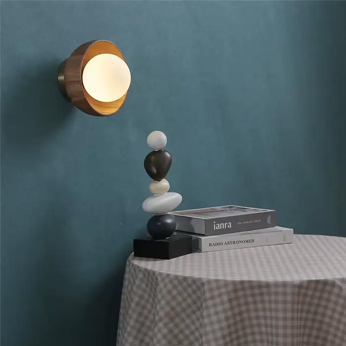 Applique murale moderne en bois couleur rondin nordique plafonniers