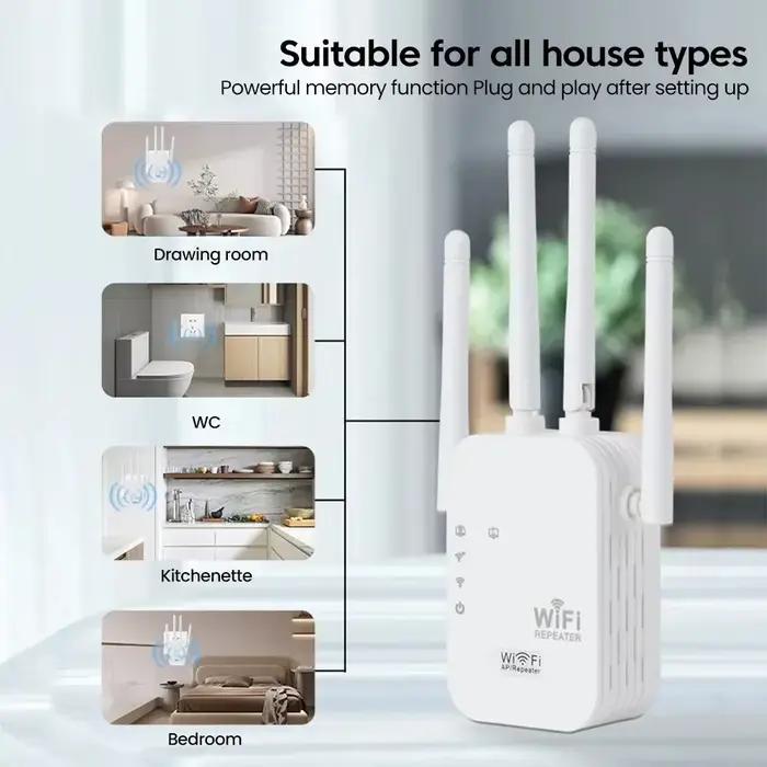 Répéteur WiFi 300M - Extenseur de portée WiFi longue portée, amplificateur de signal sans fil, amplificateur Internet, prise EU