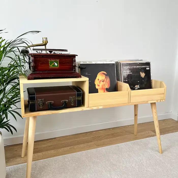 Support pour tourne-disque en bois, meuble de style panneau en contreplaqué, mobilier moderne pour salon, meubles sur mesure pour la maison, console robuste