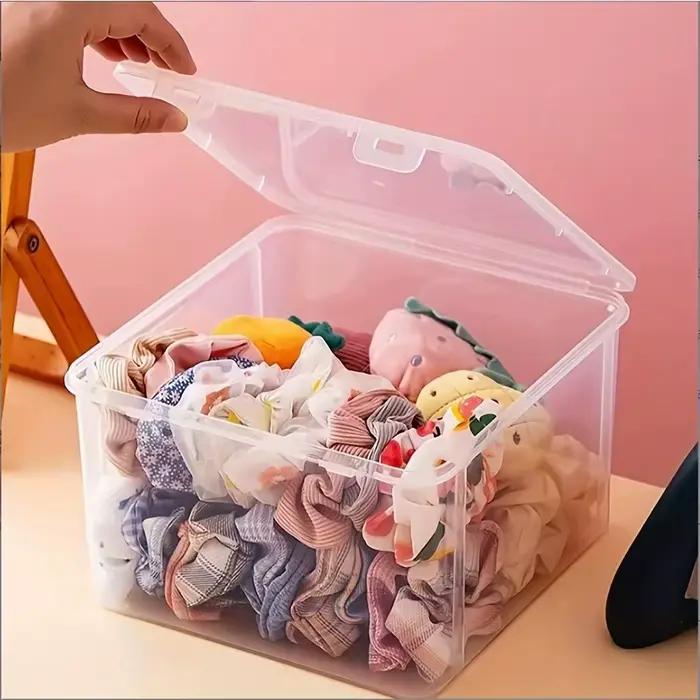 Grande boîte de rangement en plastique transparent – Empilable pour fournitures/fichiers de bureau