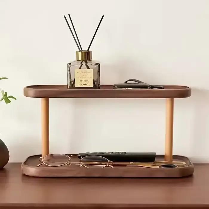 YUZI – étagère de rangement en bois à 2 niveaux