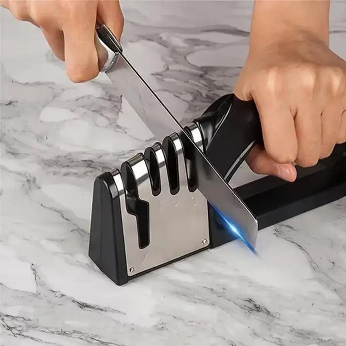 Affûteur de couteaux multifonctionnel en acier inoxydable pour cuisine professionnelle et amateurs, avec base antidérapante pour une utilisation sûre et stable