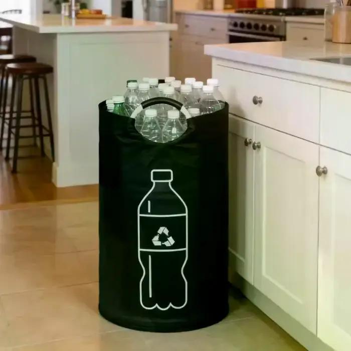 Panier de rangement pliable robuste avec poignée en aluminium, idéal pour la collecte de grandes bouteilles vides