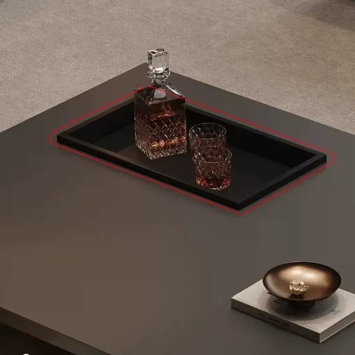 Table basse nordique moderne grande et noire avec rangement