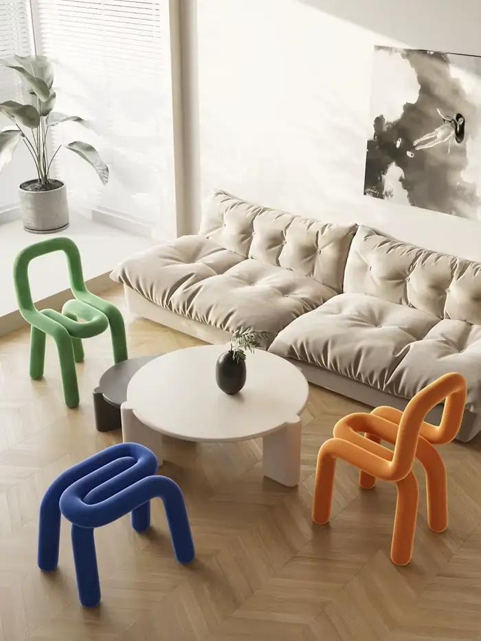 Tabouret de maquillage INS Klein moderne avec dossier pour femme pour espace de vanity élégant à offrir occassions spéciales chaise de salle à manger