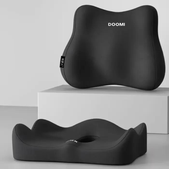 Coussin de siège de bureau en mousse à mémoire de forme avec soutien lombaire pour soulager les douleurs dorsales