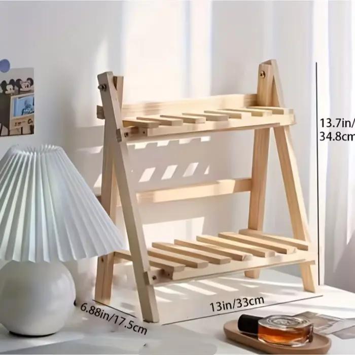 Étagère de rangement de bureau en bois à 2 niveaux