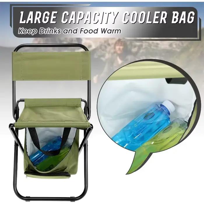 Chaise de pêche pliable avec sac isotherme, tabouret de pêche portable, supporte 220 lb, dossier léger, chaise pliante pour camping en extérieur