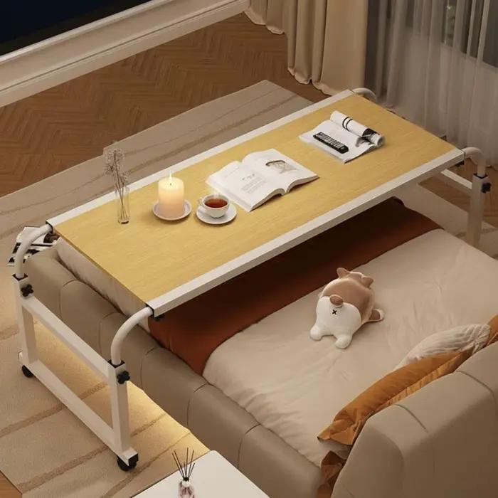 Bureau de chevet réglable en hauteur avec roulettes, table portable pour lit, poste de travail pour chambre, bureau ou salle d'étude
