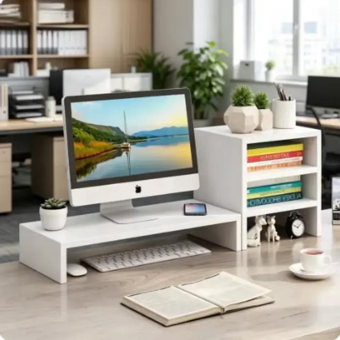 Support de moniteur multifonctionnel étagère de rangement de bureau base de surélévation d'écran d'ordinateur organisateur de bureau pour bureau personnel entreprise et étudiant occasionnels cadeaux