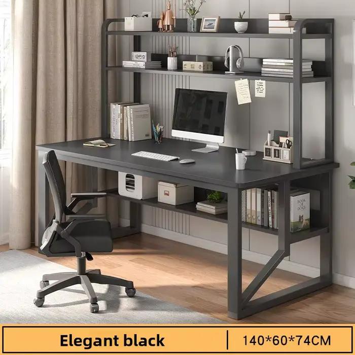 Bureau d'ordinateur stable avec étagère multi-niveaux intégrée