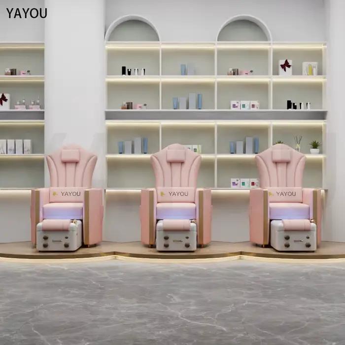 Chaises de pédicure moderne rose en cuir PU Salon pédicure reine Bakcrest trône pied Spa chaise pour Salon de manucure