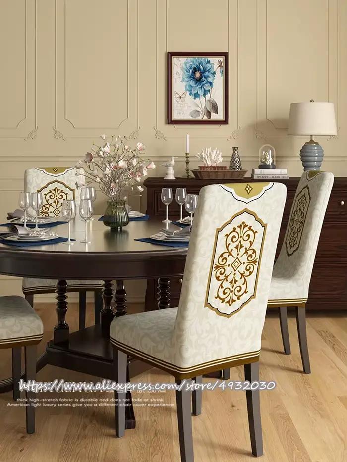 Housse de chaise à dossier droit de luxe haut de gamme