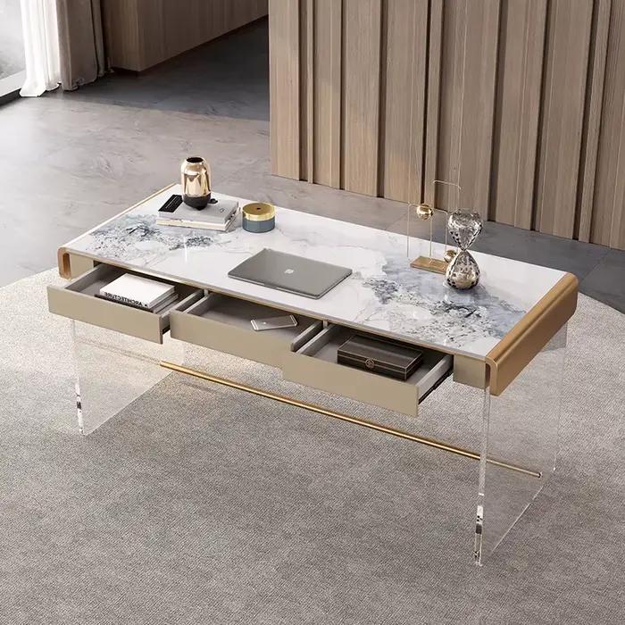 Bureau en pierre acrylique moderne et simple