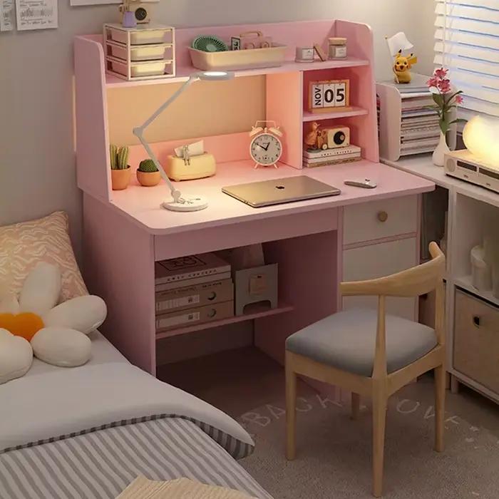 Bureau, étagère, bureau d'ordinateur intégré, chambre à coucher, petite table pour les étudiants pour apprendre à écrire