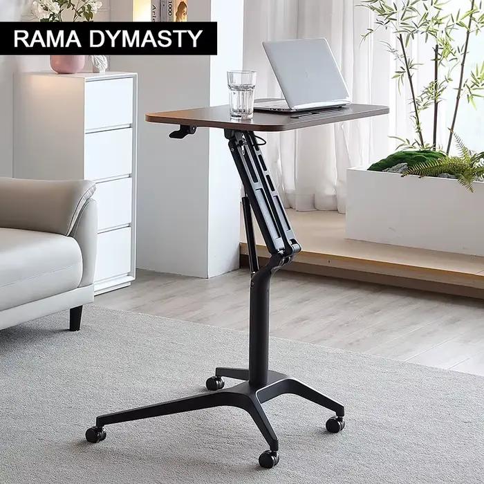 Table élévatrice pneumatique sur pied en bois pour bureau d'ordinateur portable et présentations professionnelles