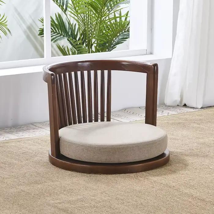 Chaise de méditation japonaise Zaisu avec accoudoirs et support arrière