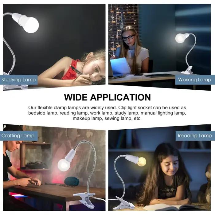 Lampe à pince E27 à col flexible avec interrupteur marche/arrêt