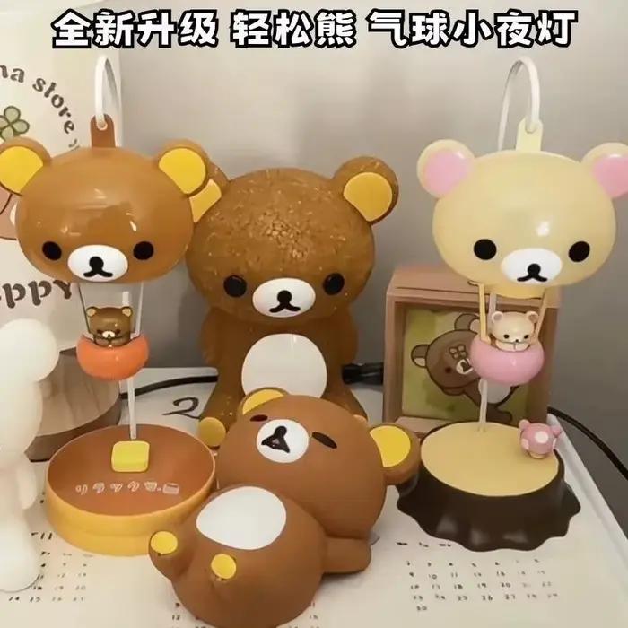 Lampe de bureau Kawaii Rilakkuma, veilleuse mignonne de dessin animé, lumière décorative de bureau pour étudiants, cadeau pour chambre de filles, ornement