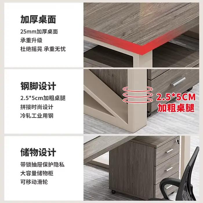 Mobilier de bureau moderne élégant avec fonction de rangement pour deux personnes idéal pour les bureaux commerciaux et les espaces de travail partagés
