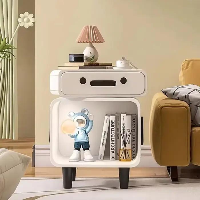 Table de nuit tendance en blanc ou rouge pour chambre à coucher minimaliste et kawaii avec rangement de luxe et design moderne pour femmes et hommes occasions spéciales-decoration-chambre-moderne-luxe-minimalisme-kawaii