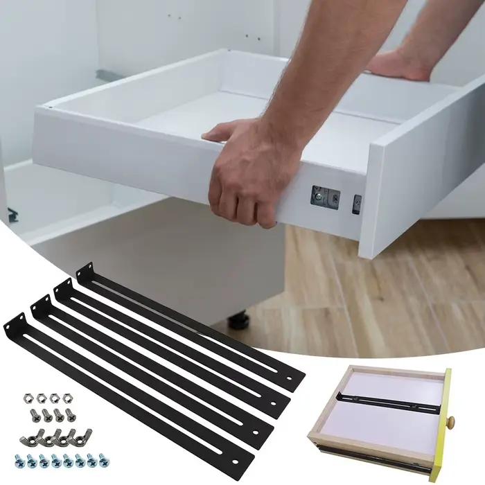 Kit de réparation de tiroirs avec vis, Kit de réparation de meubles, supports de montage, ensemble d'outils de Support inférieur pour tiroirs en bois/aggloméré/MDF