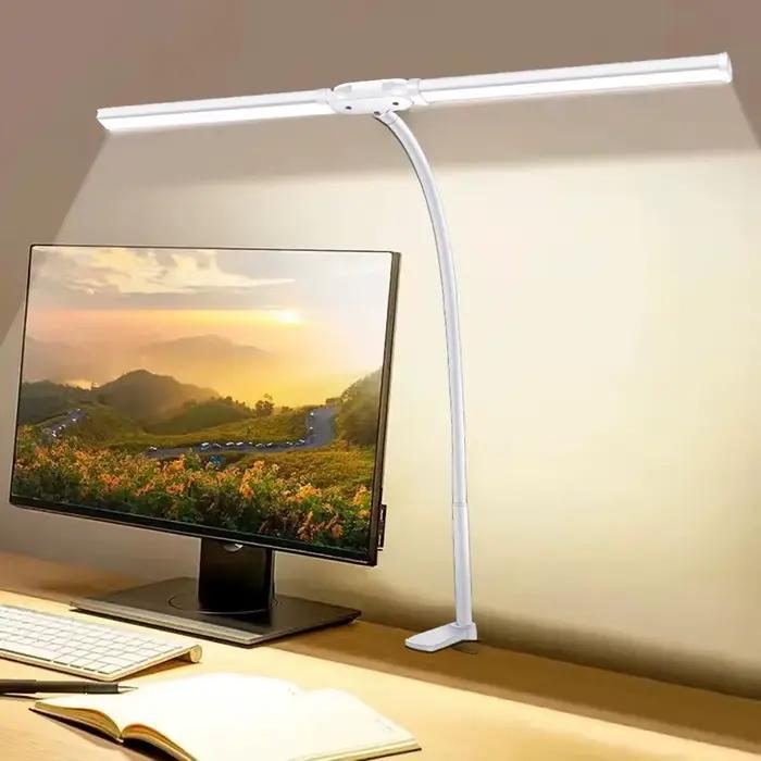 Lampe de bureau LED DBF à double tête en aluminium et ABS pour travail et lecture confortables occassions spéciales
