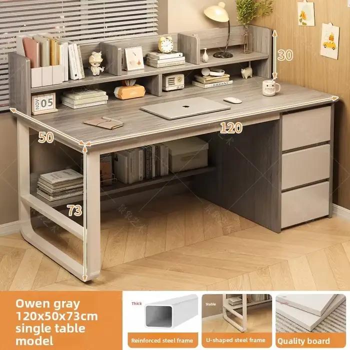 Bureau durable avec étagère intégrée, bureau d'apprentissage multifonctionnel, table et chaise de bureau polyvalentes