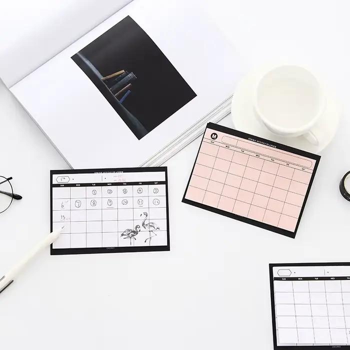1 pièces calendrier de bureau créatif et Simple Plan de ce mois livre étude