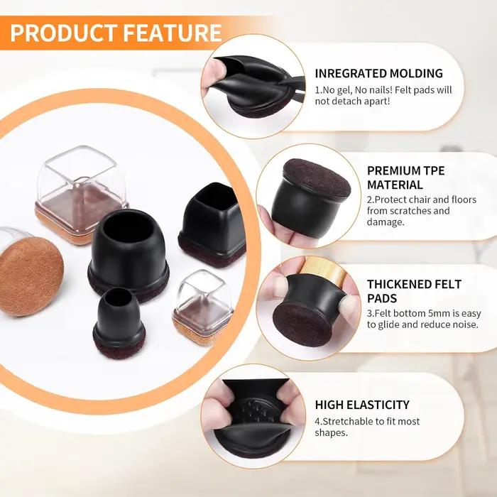Couvre-pieds de meubles en silicone 360° pour pieds de chaise antidérapants 8 pièces pour protection de sol et aménagement intérieur