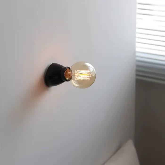 Bases de lampe douille en porcelaine E27 noir blanc Vintage