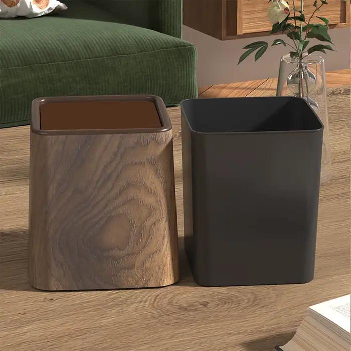 Poubelle imitation bois carrée pour décoration et rangement de bureau et maison élégant et pratique pour usage quotidien