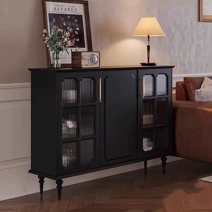 Armoires de salon Vintage à la mode avec porte en verre, armoires de salon au Design élégant du milieu du siècle, Meuble rustique et fin
