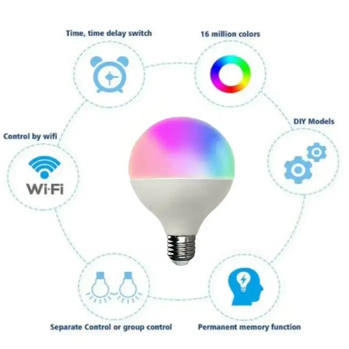 Ampoule LED intelligente Wifi Melery G95 E27 12W 1070lm équivalent blanc chaud