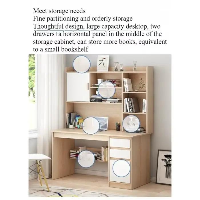 Bureau d'étude moderne avec bibliothèque intégrée pour étudiants et professionnels à domicile chambre à coucher blanc brun ivory yellow army green clear