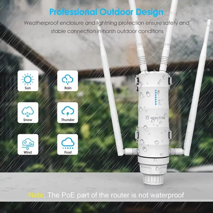 Prolongateur de WIFI sans fil à longue portée pour l'extérieur, résistant aux intempéries, haute puissance, I-répéteur Wifi 6 AX1800, AC1200, bande pour touristes, booster 2.4G et 5 mesurz