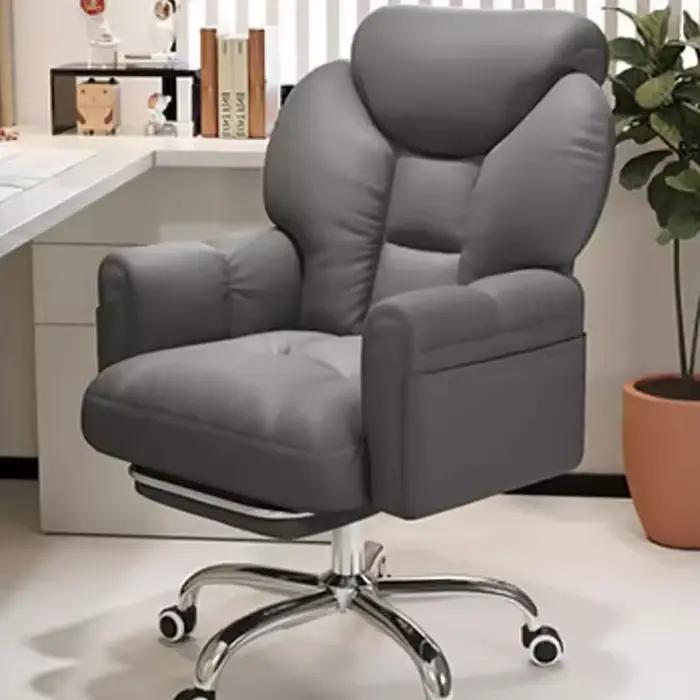 Chaise de Bureau Moderne Blanche avec Repose-Pieds Mobile