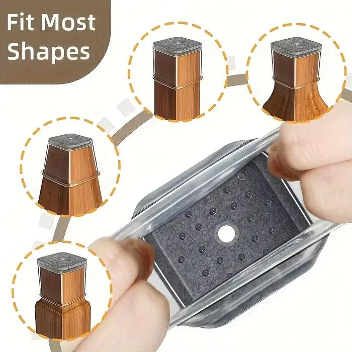 Lot de 16 protections rectangulaires pour pieds de chaise