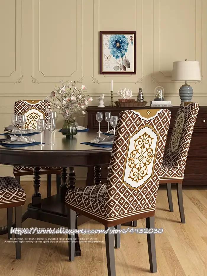 Housse de chaise à dossier droit de luxe haut de gamme