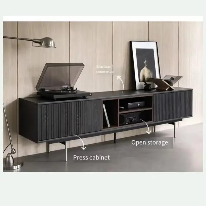 ATUNUS meubles de maison moderne nordique noir en bois de chêne massif meuble TV de rangement armoires TV de bureau industrielles scandinaves