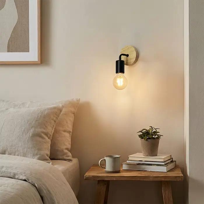 Lampe murale en bois style industriel vintage rétro pour décoration intérieure idéale maison loft occasionnels
