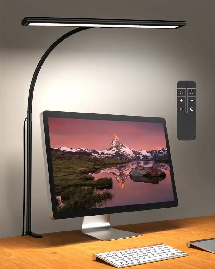 Lampe de bureau LED à intensité variable avec pince et col de cygne réglable pour la protection des yeux et l'amélioration de l'environnement de travail