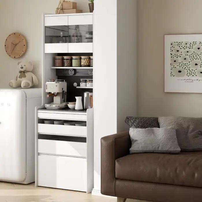 Meuble Bar Commercial de Luxe en Bois pour Restaurant, Vitrine de Rangement et Présentation pour Whisky et Vin, Meuble de Bar à Boissons pour Salon