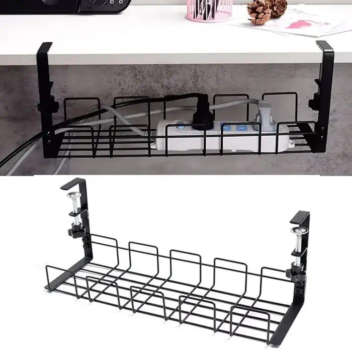 Support de rangement sous la table en métal noir pour organiser les câbles et les petits objets bureau et cuisine usage quotidien durable élégant à offrir