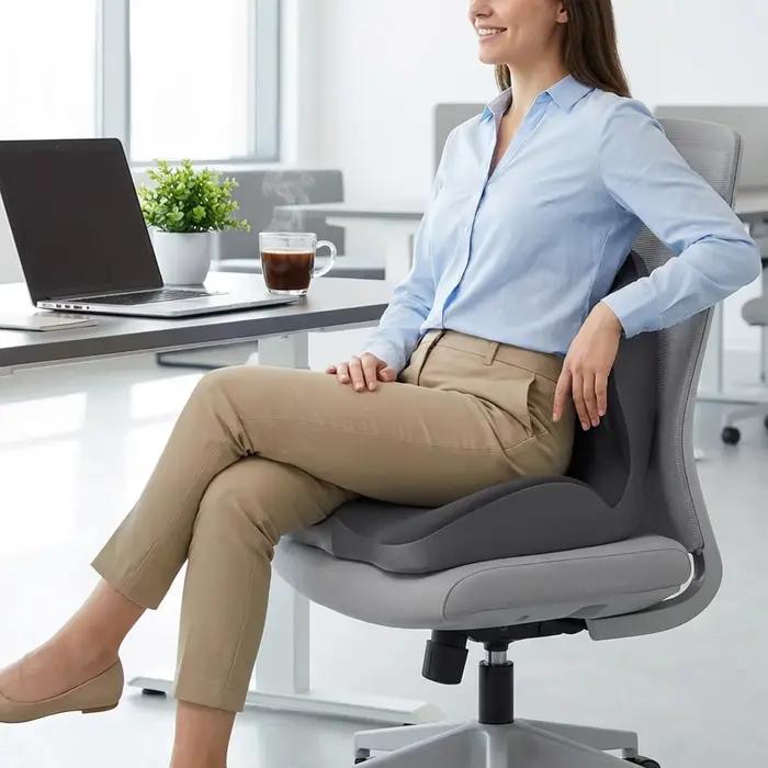 Coussin de siège ergonomique en mousse à mémoire de forme haute densité pour soulager les douleurs dorsales avec