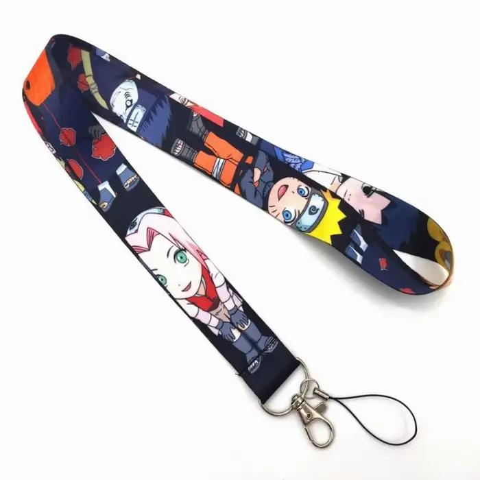 Lanière longue créative pour téléphone, sangle de clé, sangle d'identification, sangle d'appareil photo, lanière pour badge, lanière personnalisée, motif dessin animé Naruto