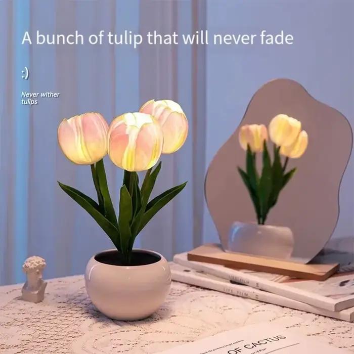 LED tulipe lampe nuit Simulation fleur atmosphère bureau lumière chambre Table décoration